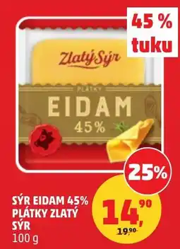 Penny Market Sýr eidam 45% plátky zlatý sýr nabídka