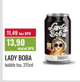 Ratio Lady boba bubble tea nabídka
