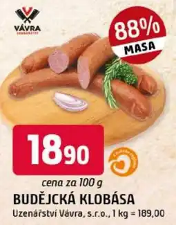 Trefa Budějcká klobása Uzenářství Vávra, s.r.o. nabídka
