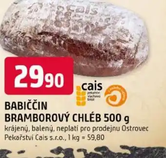 Trefa Babiččin bramborový chléb nabídka