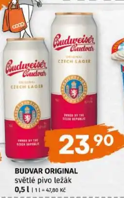 Trefa BUDVAR ORIGINAL světlé pivo ležák nabídka