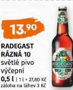 Trefa RADEGAST RÁZNÁ 10 světlé pivo výčepní nabídka