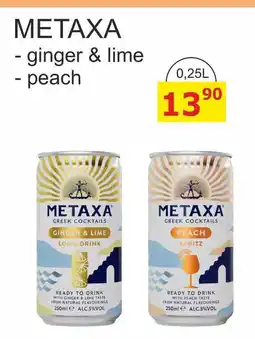 BENE Nápoje METAXA - ginger & lime - peach nabídka