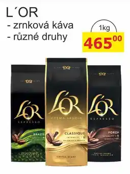 BENE Nápoje L'OR - zrnková káva - různé druhy nabídka
