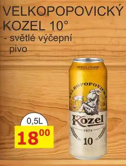 BENE Nápoje VELKOPOPOVICKÝ KOZEL 10° - světlé výčepní pivo 0,5L plech nabídka