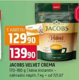 Terno JACOBS VELVET CREMA 170-180 g káva instantni náhradní náplň nabídka