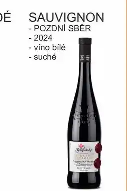 BENE Nápoje TEMPLÁŘSKÉ SKLEPY 0,75l SAUVIGNON POZDNÍ SBĚR 2024 - víno bílé, suché nabídka