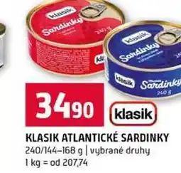 Terno KLASIK ATLANTICKÉ SARDINKY 240/144-168 g vybrané druhy nabídka