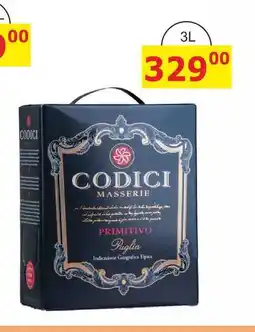 BENE Nápoje CODICI MASSERIE PRIMITIVO nabídka