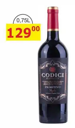BENE Nápoje CODICI PRIMITIVO nabídka