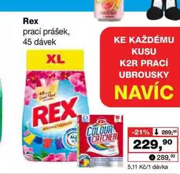 Barvy a laky drogerie Rex prací prášek, 45 dávek nabídka