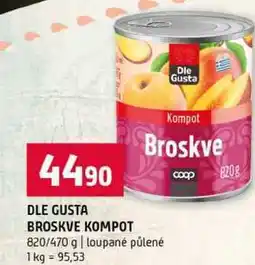 Terno DLE GUSTA BROSKVE KOMPOT 820/470 g loupané půlené nabídka