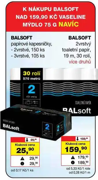 Barvy a laky drogerie BALSOFT 2vrstvý toaletní papír, 19 m, 30 rolí nabídka