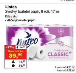 Barvy a laky drogerie Linteo 2vrstvý toaletní papír, 8 rolí, 17 m nabídka