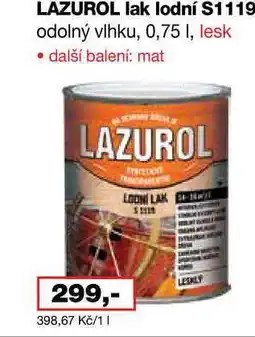 Barvy a laky drogerie LAZUROL lak lodní S1119 odolný vlhku nabídka