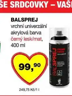 Barvy a laky drogerie BALSPREJ vrchní univerzální akrylová barva černý lesk/mat nabídka