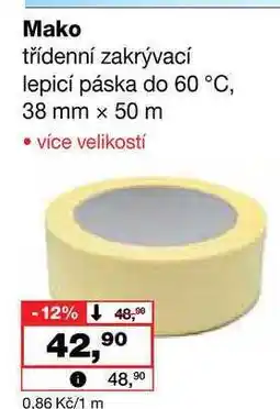 Barvy a laky drogerie Mako třídenní zakrývací lepicí páska do 60 °C, 38 mm x 50 m nabídka