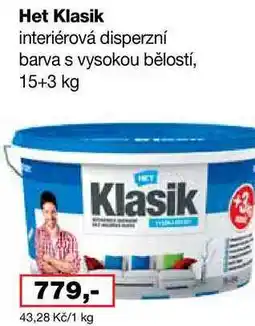 Barvy a laky drogerie Het Klasik interiérová disperzní barva s vysokou bělostí, 15+3 kg nabídka