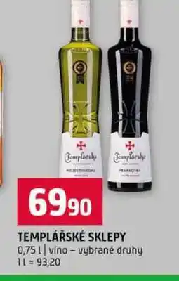 Terno TEMPLÁŘSKÉ SKLEPY 0,75l vino vybrané druhy nabídka
