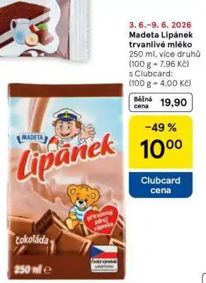 Tesco Madeta Lipánek Trvanlivé mléko nabídka