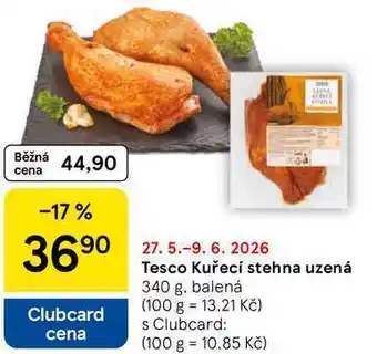 Tesco Tesco Kuřecí stehna uzená, 340 g, balená nabídka