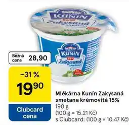 Tesco Mlékárna Kunín Zakysaná smetana krémovitá 15% nabídka