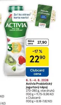 Tesco Activia Probiotický jogurtový nápoj nabídka