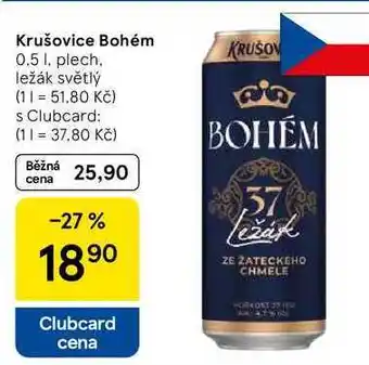 Tesco Krušovice Bohém, 0.5 l, plech nabídka