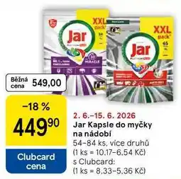 Tesco Jar Kapsle do myčky na nádobí, 54-84 ks, vice druhů nabídka