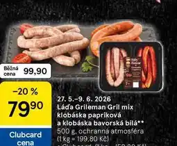Tesco Láďa Grileman Gril mix klobáska papriková a klobáska bavorská bílá nabídka