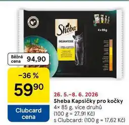 Tesco Sheba Kapsičky pro kočky, 4× nabídka