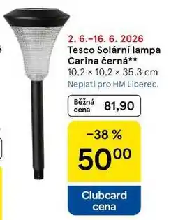Tesco Tesco Solární lampa Carina černá, 10.2 x 10.2 x 35,3 cm nabídka