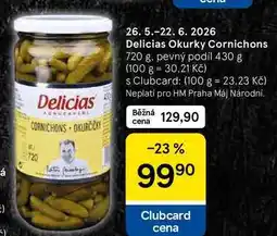 Tesco Delicias Okurky Cornichons, 720 g. pevný podíl 430 g nabídka