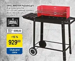 Tesco GRILL MASTER Pojízdný gril, Ø grilovací plocha 52 x 27 cm, celkové rozměry 85.5 x 44 x 82 cm nabídka