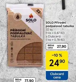 Tesco SOLO Přírodní podpalovač tabulka, 32 ks nabídka