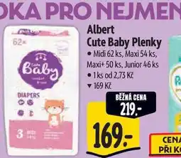 Albert Albert Cute Baby Plenky Midi 62 ks, Maxi 54 ks, Maxi+ 50 ks, Junior 46 ks nabídka