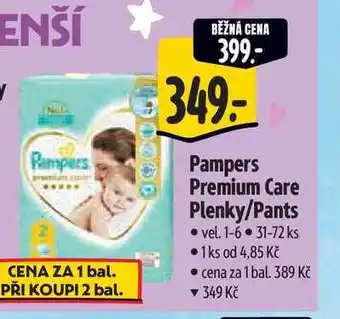 Albert Pampers Premium Care Plenky/Pants vel. 1-6 31-72 ks nabídka