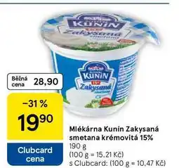 Tesco Mlékárna Kunín Zakysaná smetana krémovitá 15% nabídka