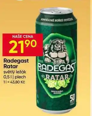 Hruška Radegast Ratar světlý ležák 0,5l plech nabídka