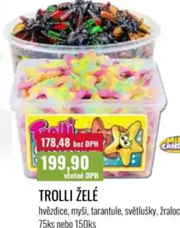 Ratio TROLLI želé hvězdice, myši, tarantule, světlušky, žraloci nabídka