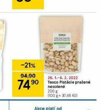 Tesco Tesco pistácie pražené nesolené nabídka