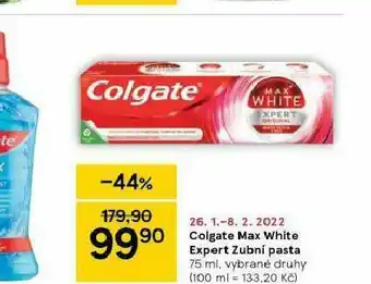 Tesco Colgate max white expert zubní pasta nabídka