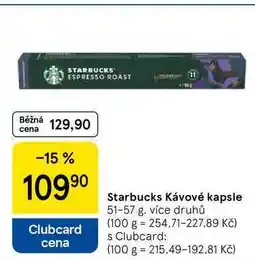 Tesco Starbucks Kávové kapsle, 51-57 g, více druhů nabídka