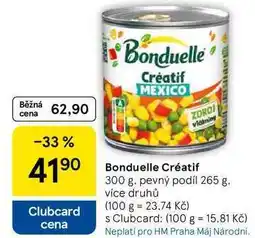 Tesco Bonduelle Créatif Clubcard cena, 300 g. pevný podíl 265 g nabídka