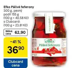 Tesco Efko Pálivé feferony, 300 g. pevný podíl 155 g nabídka