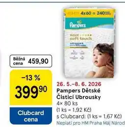Tesco Pampers Dětské Čisticí Ubrousky, 4× 80 ks nabídka