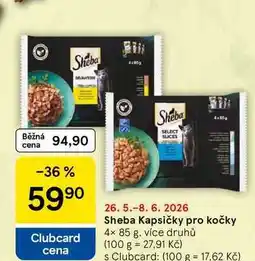 Tesco Sheba Kapsičky pro kočky, 4× nabídka
