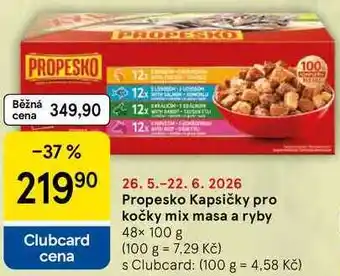 Tesco Propesko Kapsičky pro kočky mix masa a ryby, 48× nabídka