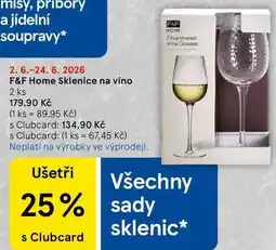 Tesco F&F Home Sklenice na víno, 2 ks nabídka