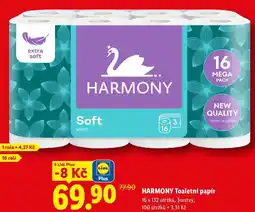 Lidl HARMONY Toaletní papír 16 x 132 útržků, 3vrstvý nabídka
